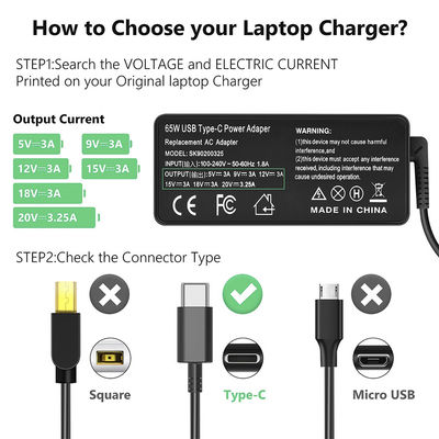 24V 5A Chargeur portable de bureau de 100w USB Type C Chargeur d' ordinateur portable