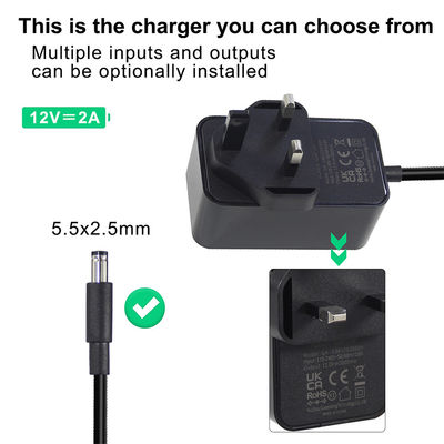 Adaptateur d'alimentation 12V 1.5A britannique AC à CC 5.5*2.1 5.5*2.5mm avec certificat ROHS