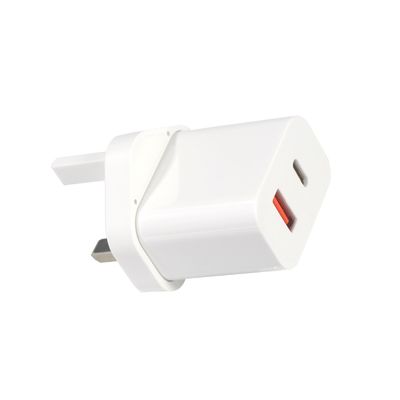 1A+1C Chargeur de voyage USB Chargeur rapide Type C Chargeur à paroi rapide de 30 W UK Qc