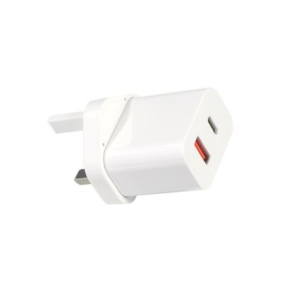 1A+1C Chargeur de voyage USB Chargeur rapide Type C Chargeur à paroi rapide de 30 W UK Qc