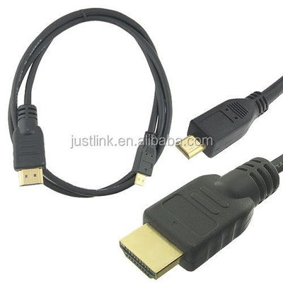 Câble HDMI plaqué or 1,5M vers Micro HDMI, compatible 4K et 3D