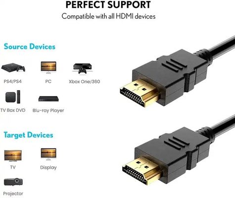1M-30M Cable HDMI noir 4K avec protection par tresses 24k plaqué or Homme-Homme 2.0 3D 60Hz