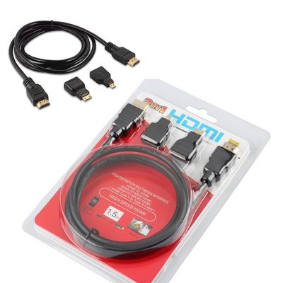 1.5m câble HDMI homme à homme 3 en 1 pour caméra vidéo et tablette PC à la télévision