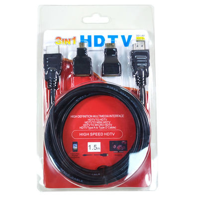 1.5m câble HDMI homme à homme 3 en 1 pour caméra vidéo et tablette PC à la télévision