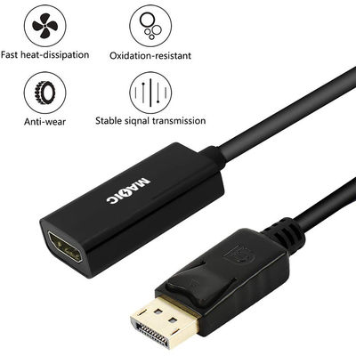Port d'affichage coaxiale doré masculin de type DP à câble HDMI Adaptateur pour projecteur