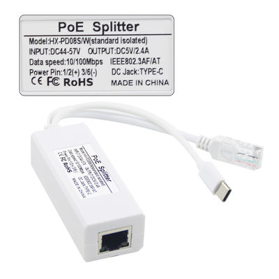 USB de 48 volts POE Splitter à la caméra 12V 802.3af USB de type C Porte à voie unique 1A 1.2A