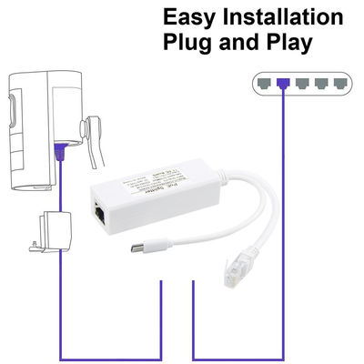 USB de 48 volts POE Splitter à la caméra 12V 802.3af USB de type C Porte à voie unique 1A 1.2A