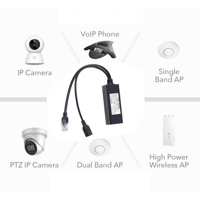 Splitter PoE de 48 V à 5 V 2,4 A avec sorties USB et RJ45