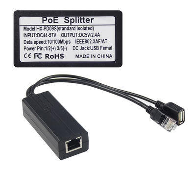 802.3af 48V à 5V 2.4A Splitter PoE avec commutateur 1Gbps