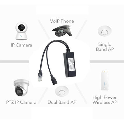 1Gbps Commutateur Capacité PoE Splitter 48V à 5V 2.4A USB de type A Femme 802.3af Power Over Ethernet