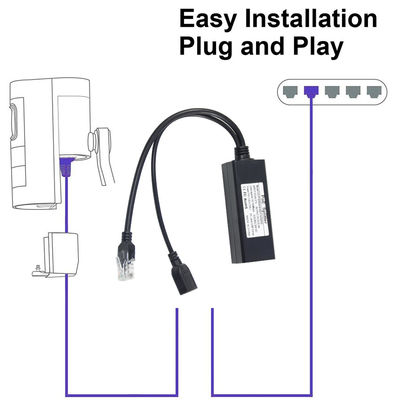 1Gbps Commutateur Capacité PoE Splitter 48V à 5V 2.4A USB de type A Femme 802.3af Power Over Ethernet