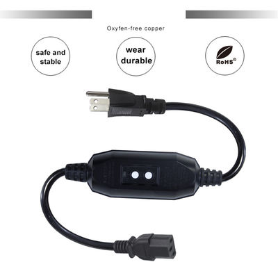 Appareil électroménager IP54 Cable extérieur avec GFCI NEMA 5-15P à IEC 60320 C13 Femme Longueur du câble 0,5 m