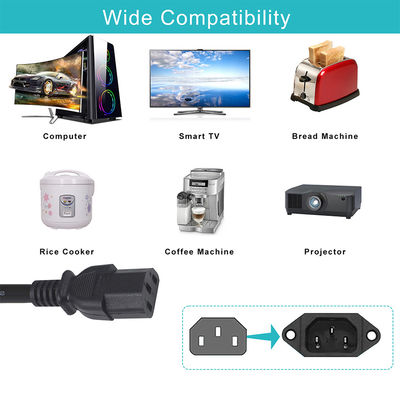 Appareil électroménager IP54 Cable extérieur avec GFCI NEMA 5-15P à IEC 60320 C13 Femme Longueur du câble 0,5 m