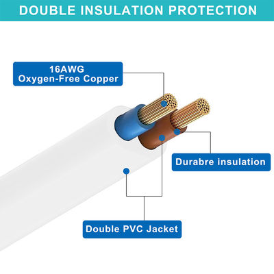 Connecteur AC NEMA 1-15P à NEMA 1-15R Prong Reel Extension du câble d'alimentation extérieur principal