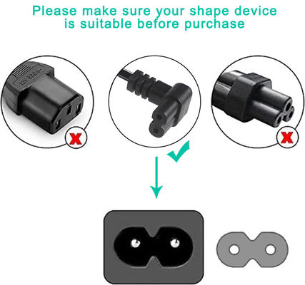 UE CEE 7/16 à C7 Corde d'alimentation à courant alternatif 0,8M H05VV-F 0,75mm2 ROHS