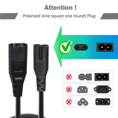 2M Iec320 fil noir exposé câble d'alimentation Ac C7 à la figure 8 C8 câble d'extension