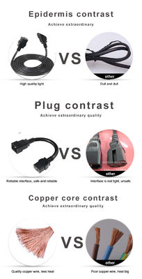 C20 Masculin à électrique Socket C19 15A Noir H05vvf 3G 1.5Mm 250V 10A 13A 16A Cordon d'alimentation électrique