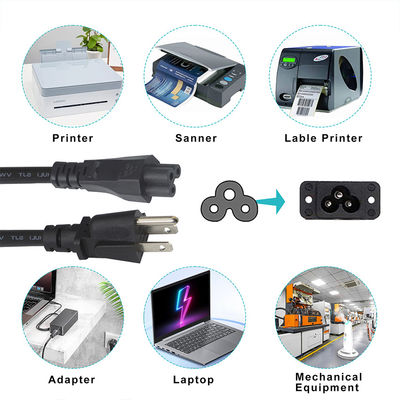 Corde d'alimentation pour ordinateur portable de 15 pieds 120 volts avec connecteur Nema 515P à IEC 320 C5 certifié