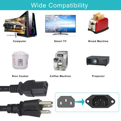 Cordon d'alimentation pour ordinateur portable 6FT 3Prong Nema 515P à la CEI 320 C13 pour appareils électroménagers