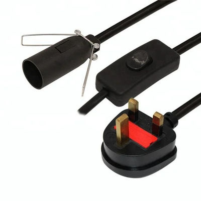 3A 5A British Fused 3 Pin Power Plug Cable de lampe à sel avec 303 commutateur en ligne E14 Porteur de lampe OEM/ODM