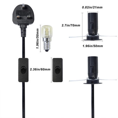 3A 5A British Fused 3 Pin Power Plug Cable de lampe à sel avec 303 commutateur en ligne E14 Porteur de lampe OEM/ODM