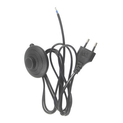 Cordon d'alimentation UE à 2 broches avec commutateur de pied pour lampes à sel 6FT Noir