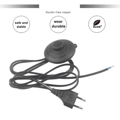 Cordon d'alimentation UE à 2 broches avec commutateur de pied pour lampes à sel 6FT Noir