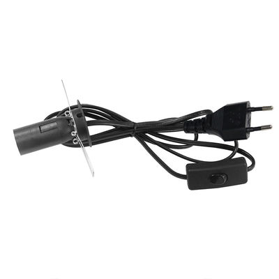 E12 noir porte ampoule prise câble électrique UE 2 broche câble d'alimentation de lampe à sel avec 303 commutateur d'allumage / éteinte