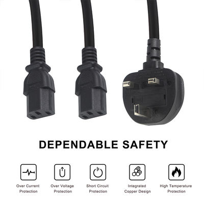 BSI approuvé Y câble d'extension de branche UK 3Pin à IEC C13 câble d'alimentation de prise féminine