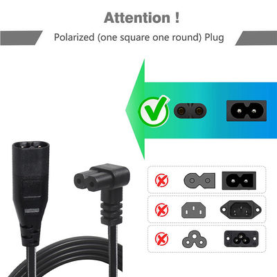C8 mâle à C7 femelle câble de puissance de 0,8m 18AWG PVC certifié ROHS