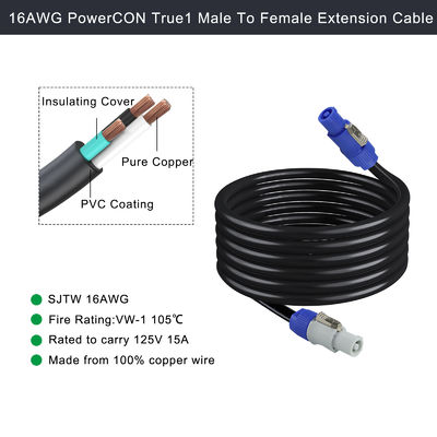 NAC3FCA à charge lourde, homme à NAC3FCB, homme, câble d'alimentation électrique IP56 20A, connecteur PowerCon