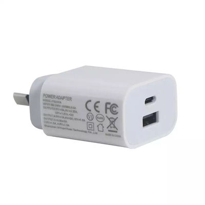 Adaptateur USB-C SAA Port 1A+1C QC2.0 de recharge rapide Chargeur PD 20W