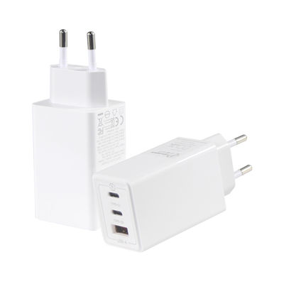 Europe GaN Tech 3Ports 65W USB C Chargeur USB-A QC3.0 Pour ordinateur portable Blanc