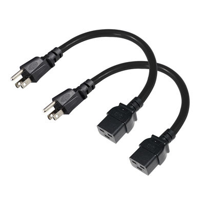 3 broches avec câble Sjtw Iec 320 C19 à Nema 5-15p