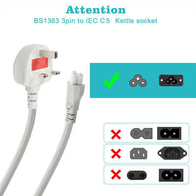 Corde électrique C5 à 3 broches pour ordinateurs avec IEC C5 féminin