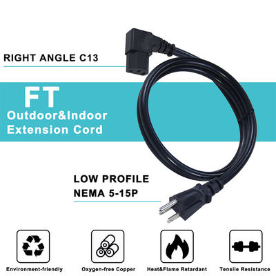 US Ac 14 Awg Heavy Duty Noir Nema 515P à Iec320 C13 Appareil électroménager 3 pieds