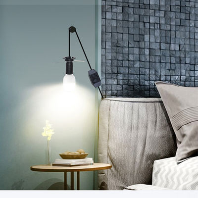 Noir 0,75 mm CEE7/16 Plug Eu Cordon électrique d'extension E27 E 27 Socket de lumière suspendue avec interrupteur de diminution