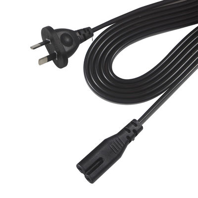 AU 2P Connexion au câble d'alimentation IEC60320 C7 SAA certifié 250V 7.5A câble plat PVC Jacket cuivre pur pour ordinateur portable / appareil électroménager