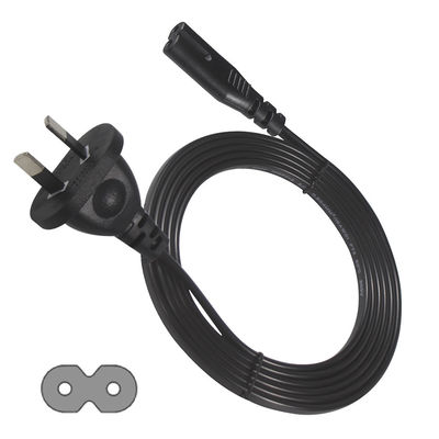 AU 2P Connexion au câble d'alimentation IEC60320 C7 SAA certifié 250V 7.5A câble plat PVC Jacket cuivre pur pour ordinateur portable / appareil électroménager