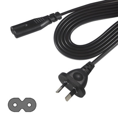 AU 2P Connexion au câble d'alimentation IEC60320 C7 SAA certifié 250V 7.5A câble plat PVC Jacket cuivre pur pour ordinateur portable / appareil électroménager