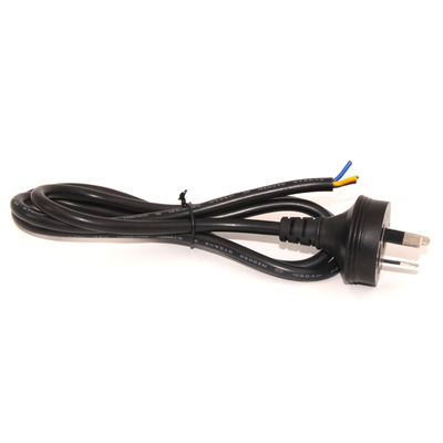 SAA certifié AU 2-Pin Plug to Stripped & Tinned Power Cord H03VV-F 2x0.75mm2 PVC Jacket Conducteur en cuivre nu pour appareil électroménager/usage industriel