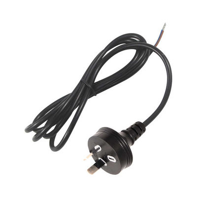SAA certifié AU 2-Pin Plug to Stripped & Tinned Power Cord H03VV-F 2x0.75mm2 PVC Jacket Conducteur en cuivre nu pour appareil électroménager/usage industriel