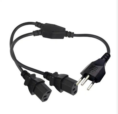 Cable d'alimentation C13 à trois branches, à haute résistance à l'eau, de qualité industrielle, noir, avec volet de sécurité pour ordinateur/serveur
