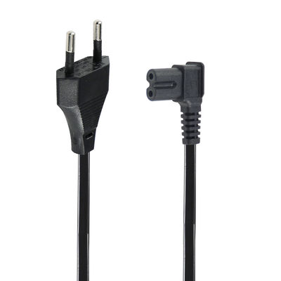 Cordon d'alimentation EU 2Pin à angle C7 pour ordinateur portable/moniteur/TV VDE Matériau isolant homologué PVC/ caoutchouc