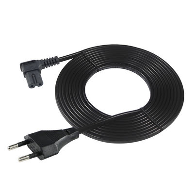 Cordon d'alimentation EU 2Pin à angle C7 pour ordinateur portable/moniteur/TV VDE Matériau isolant homologué PVC/ caoutchouc