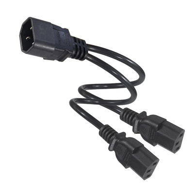 16AWG C14 à 2xC13 câble d'alimentation pour serveur/équipement industriel 300V 10A ROHS certifié 3 prises