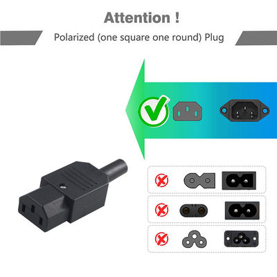 Premium Heavy Duty 18AWG 3 Prongs IEC 60320 C13 Cordon d'alimentation pour moniteur de serveur informatique, 250V 10A 3M avec PVC flexible certifié CE RoHS