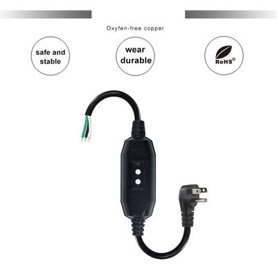 Cordon d'alimentation industriel de qualité lourde 18AWG NEMA 5-15P avec protection RCD et extrémités de fil nu pour machines et appareils ménagers
