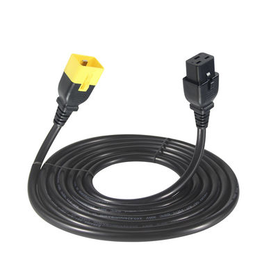 Blocage du câble d'alimentation de prolongation C19-C20 16A 250V pour les racks serveurs/machines extérieures avec fil 16AWG