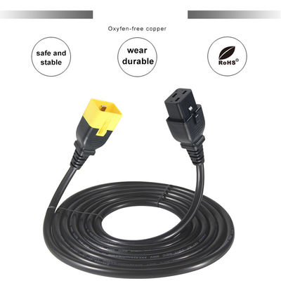 Blocage du câble d'alimentation de prolongation C19-C20 16A 250V pour les racks serveurs/machines extérieures avec fil 16AWG